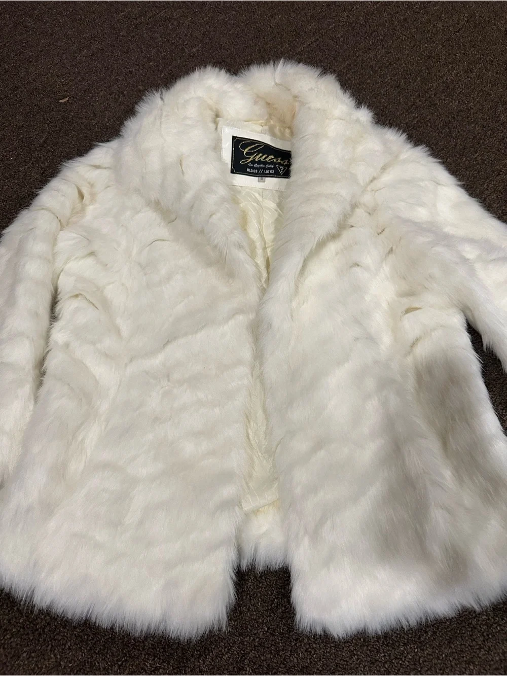 Guess Cream Faux Fur Jacket